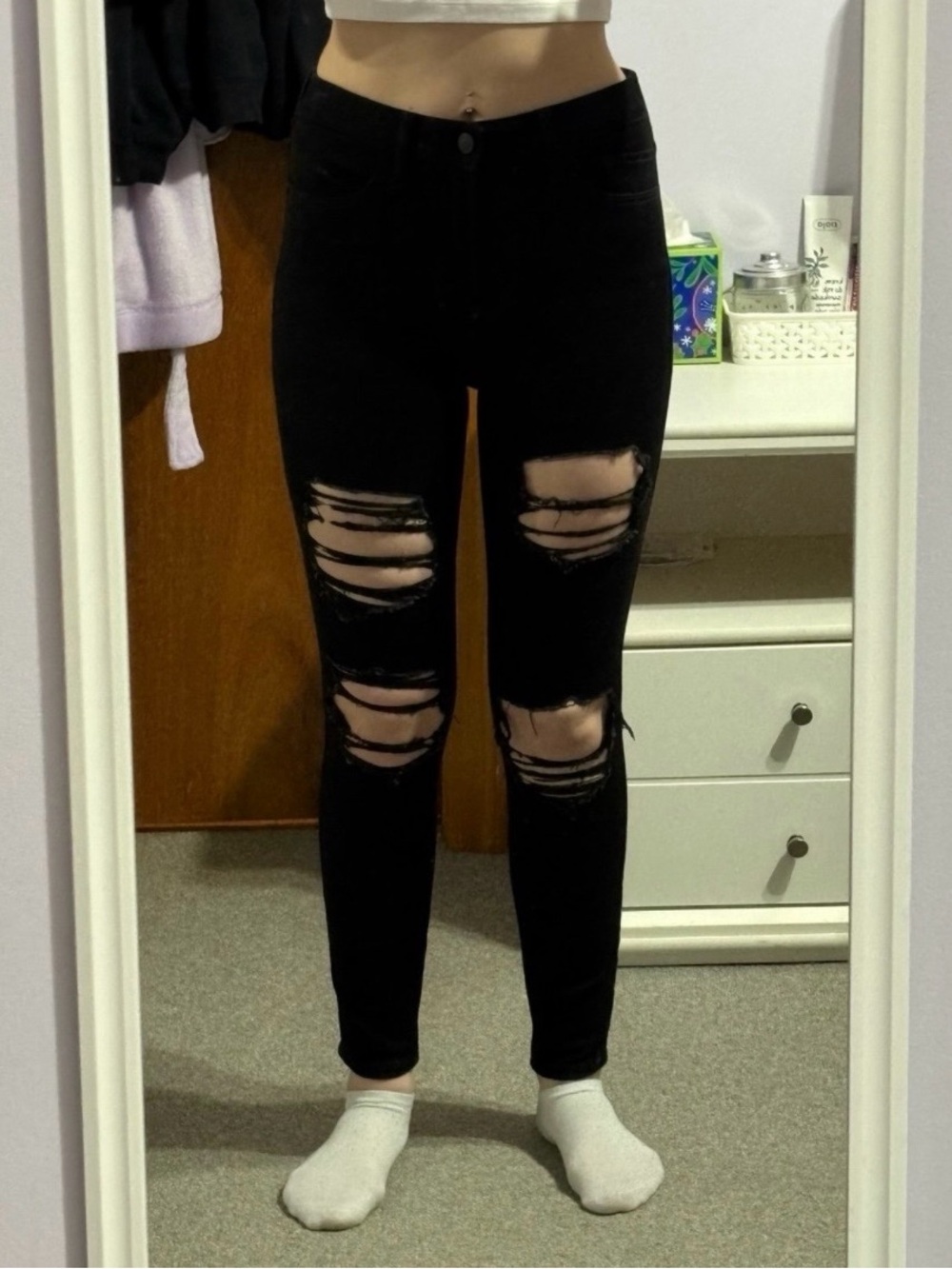 Hollister High-Rise Black Ripped Skinny Jeans